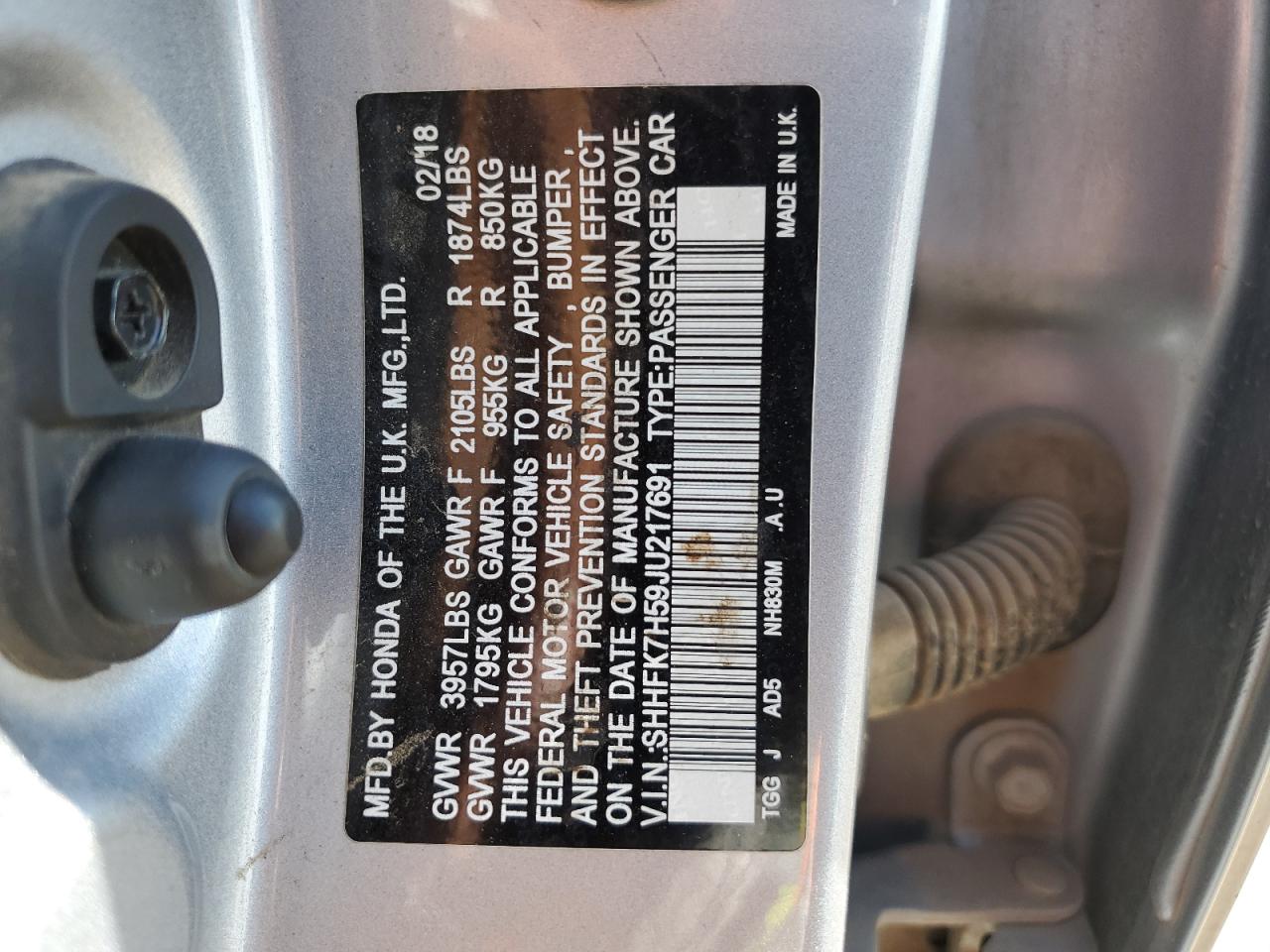 SHHFK7H59JU217691 2018 HONDA CIVIC - Image 12