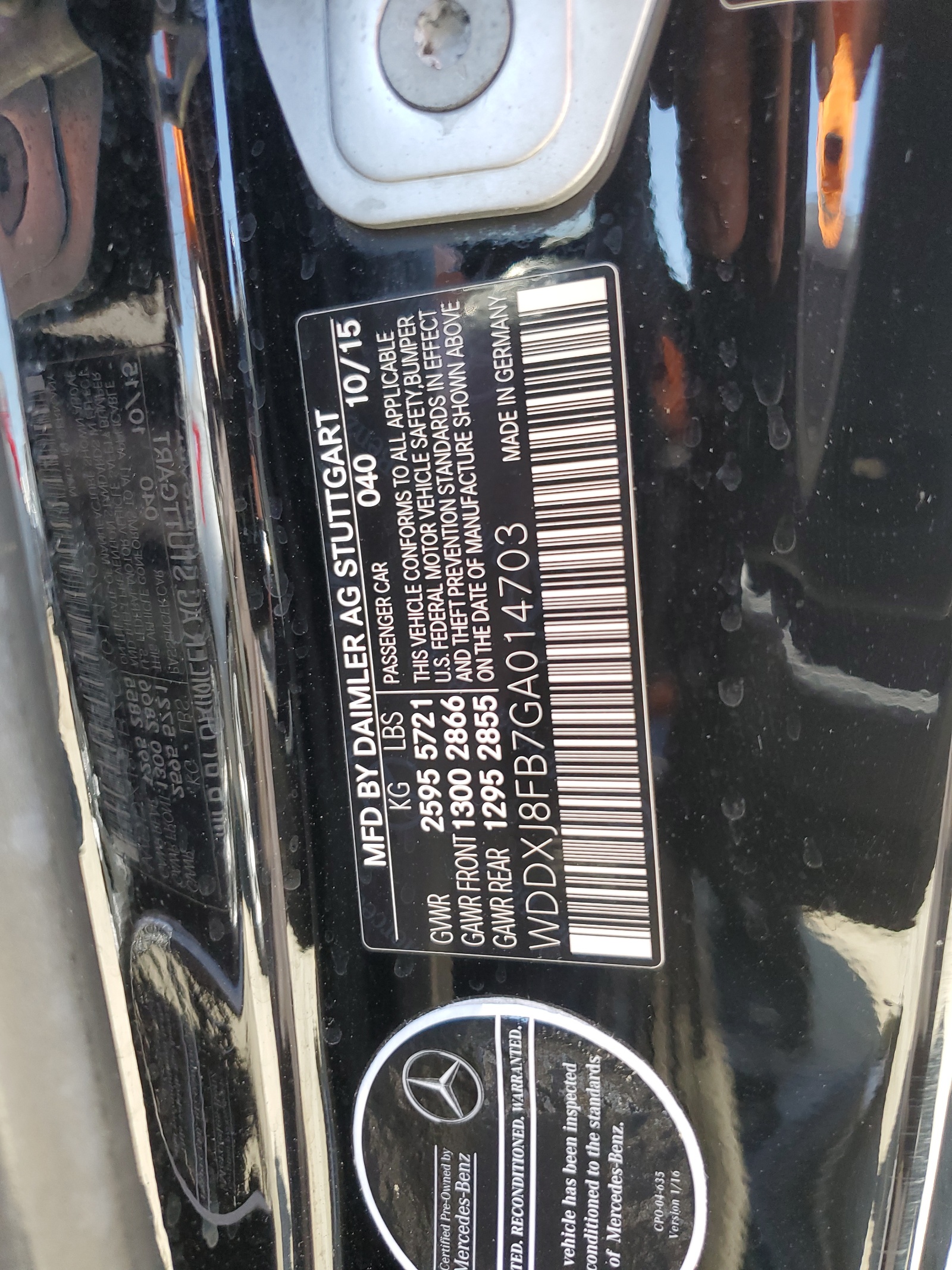 WDDXJ8FB7GA014703 2016 Mercedes-Benz S 550