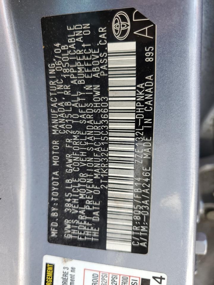 2005 Toyota Corolla Matrix Xr VIN: 2T1KR32E15C336603 Lot: 65896834