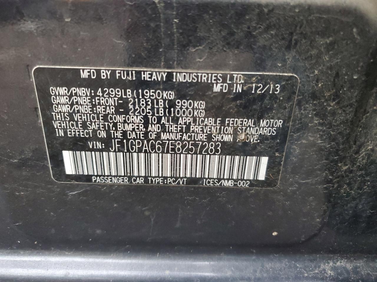 JF1GPAC67E8257283 2014 Subaru Impreza Premium