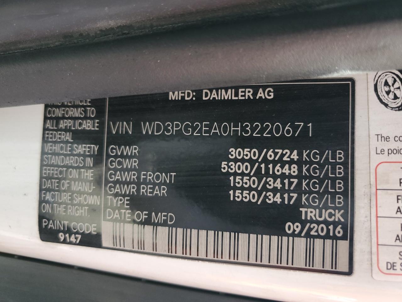 WD3PG2EA0H3220671 2017 Mercedes-Benz Metris