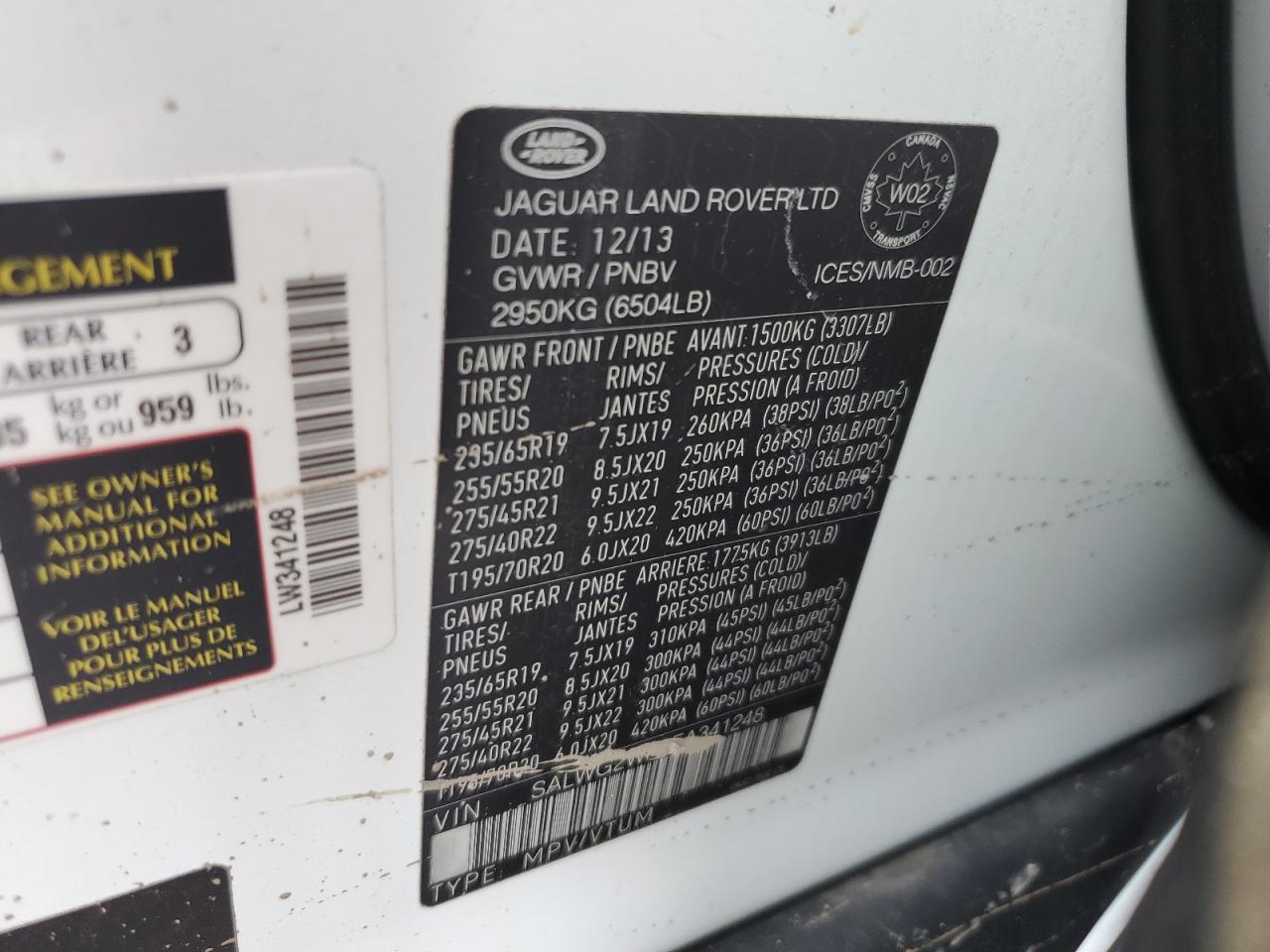 2014 Land Rover Range Rover Sport Se VIN: SALWG2WF8EA341248 Lot: 66933174