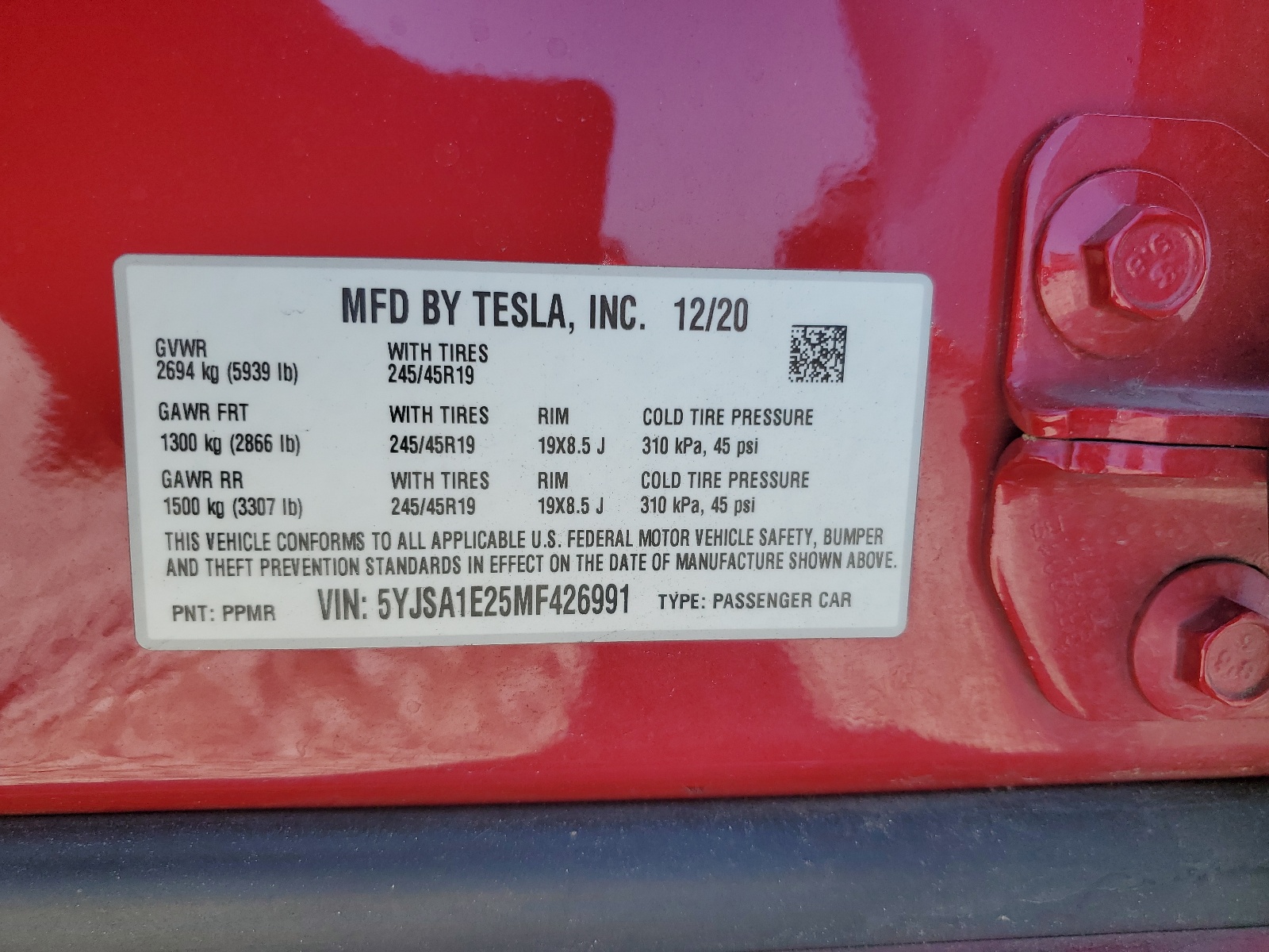 5YJSA1E25MF426991 2021 Tesla Model S