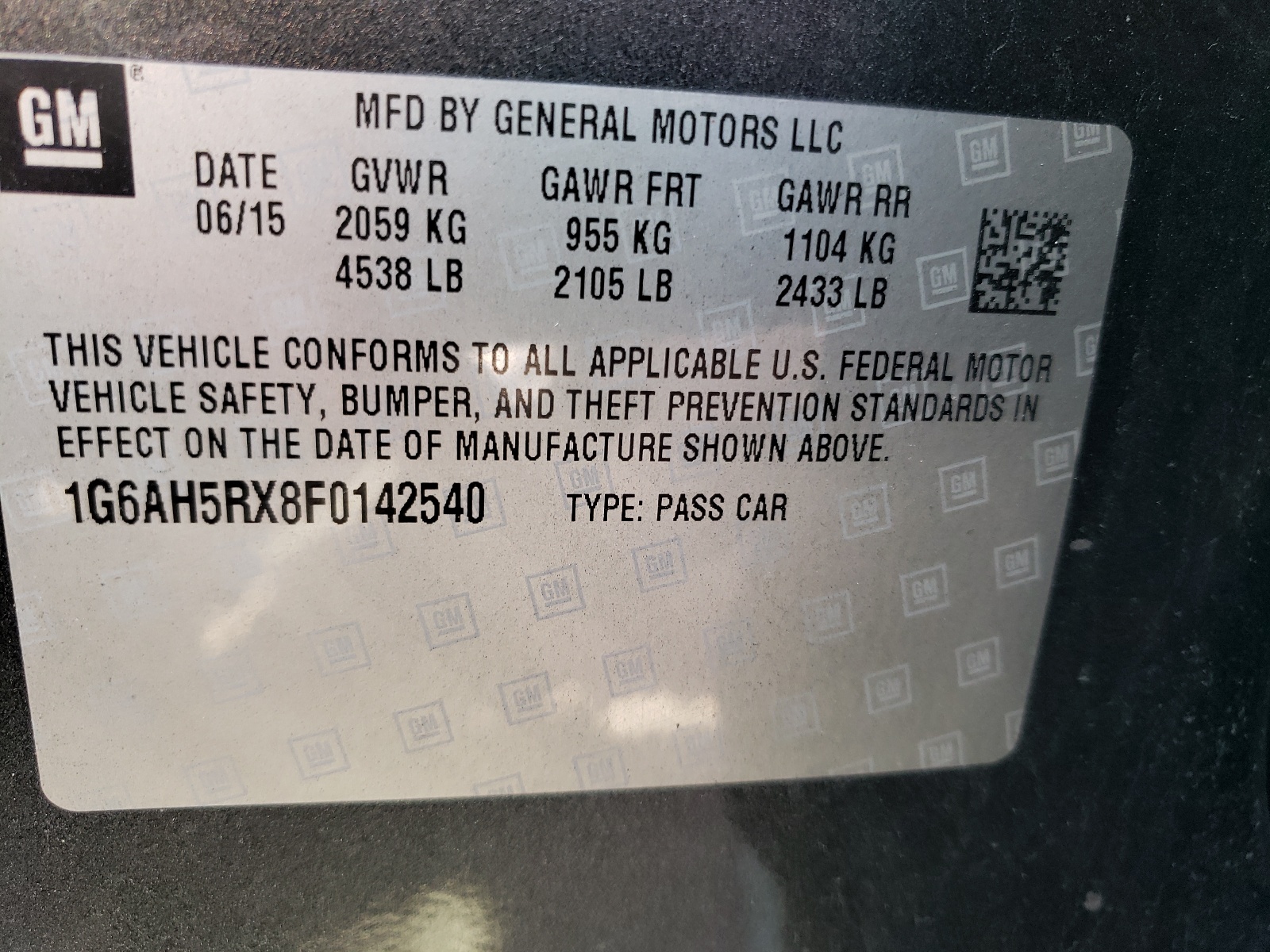 1G6AH5RX8F0142540 2015 Cadillac Ats Luxury