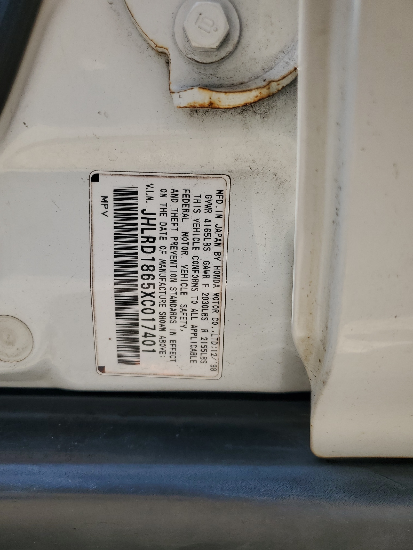 JHLRD1865XC017401 1999 Honda Cr-V Ex