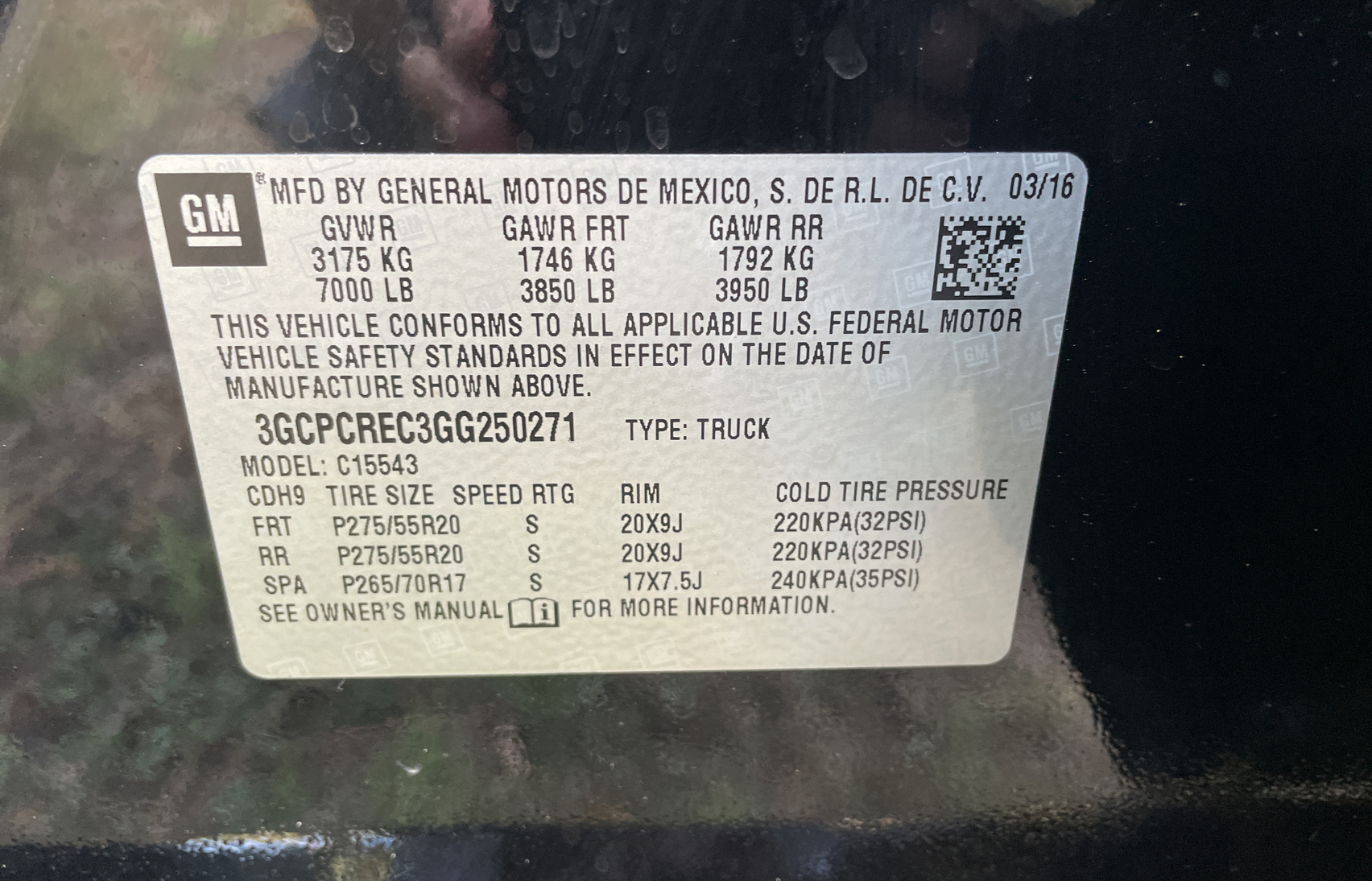 3GCPCREC3GG250271 2016 Chevrolet Silverado C1500 Lt