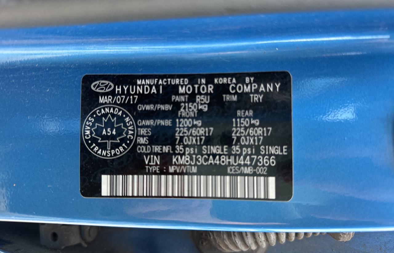 2017 Hyundai Tucson Limited VIN: KM8J3CA48HU447366 Lot: 69965694