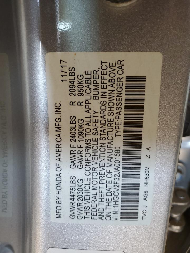 1HGCV2F32JA001580 2018 HONDA ACCORD - Image 12