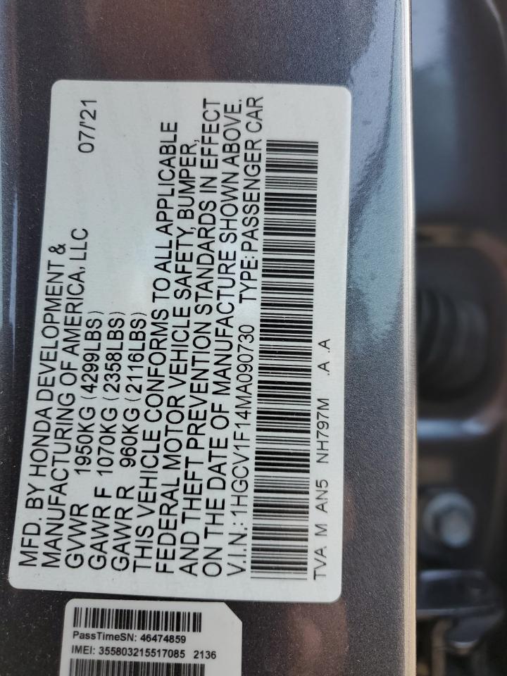 1HGCV1F14MA090730 2021 Honda Accord Lx