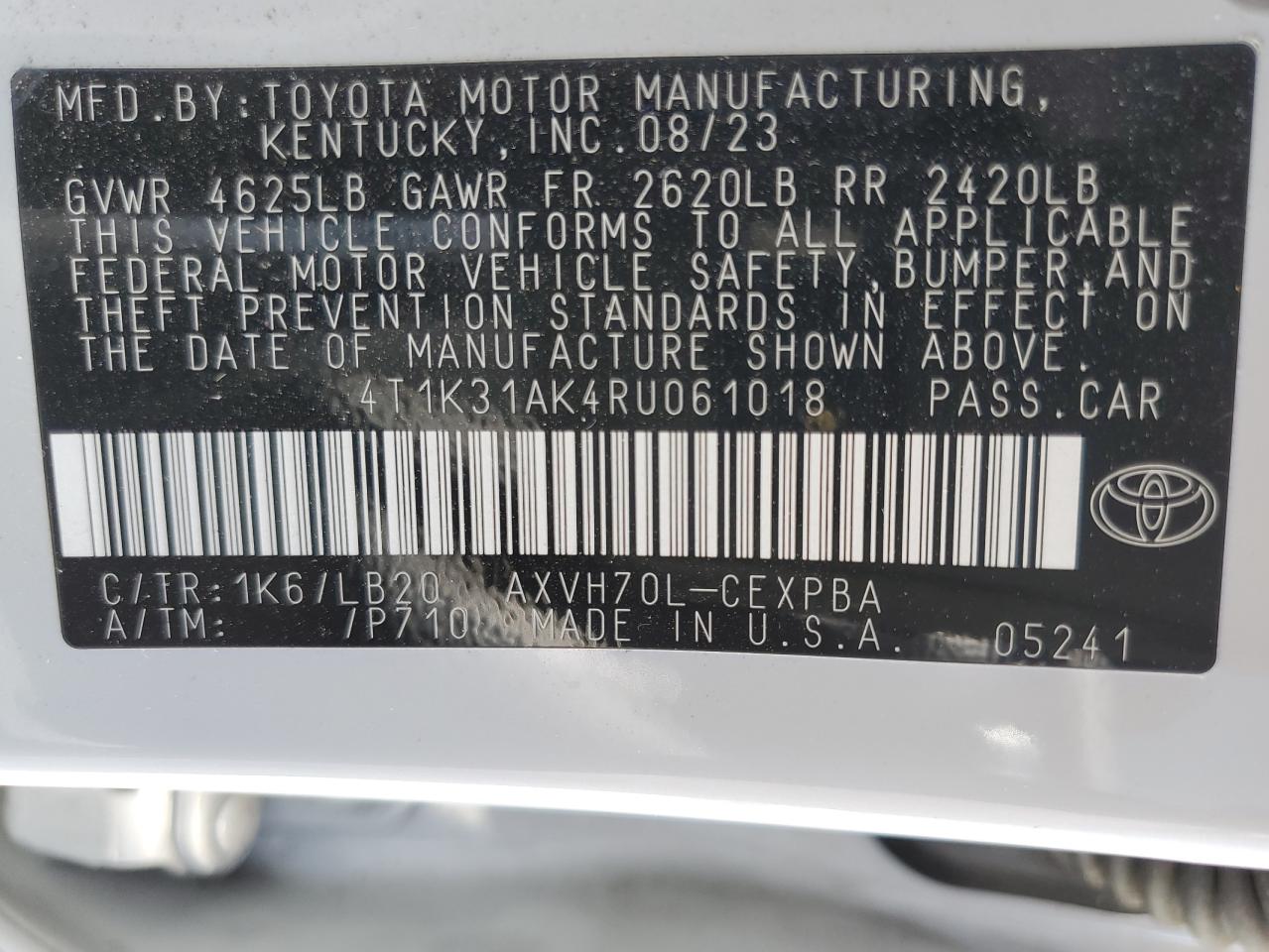 4T1K31AK4RU061018 2024 TOYOTA CAMRY - Image 14