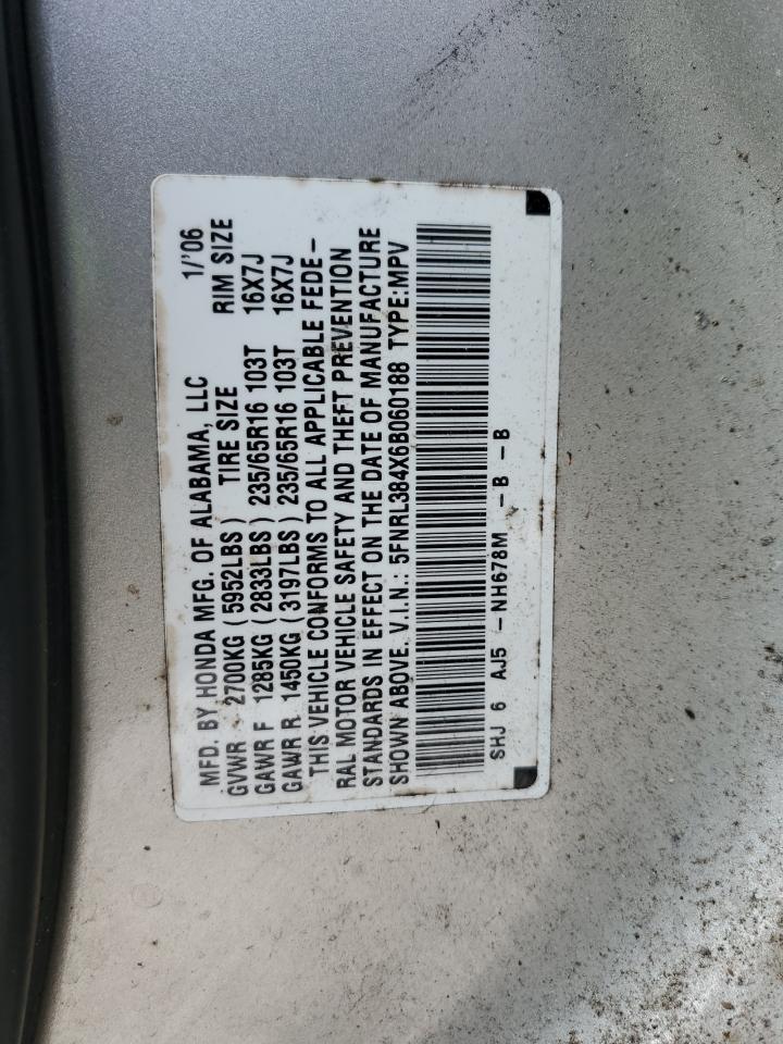 5FNRL384X6B060188 2006 Honda Odyssey Ex