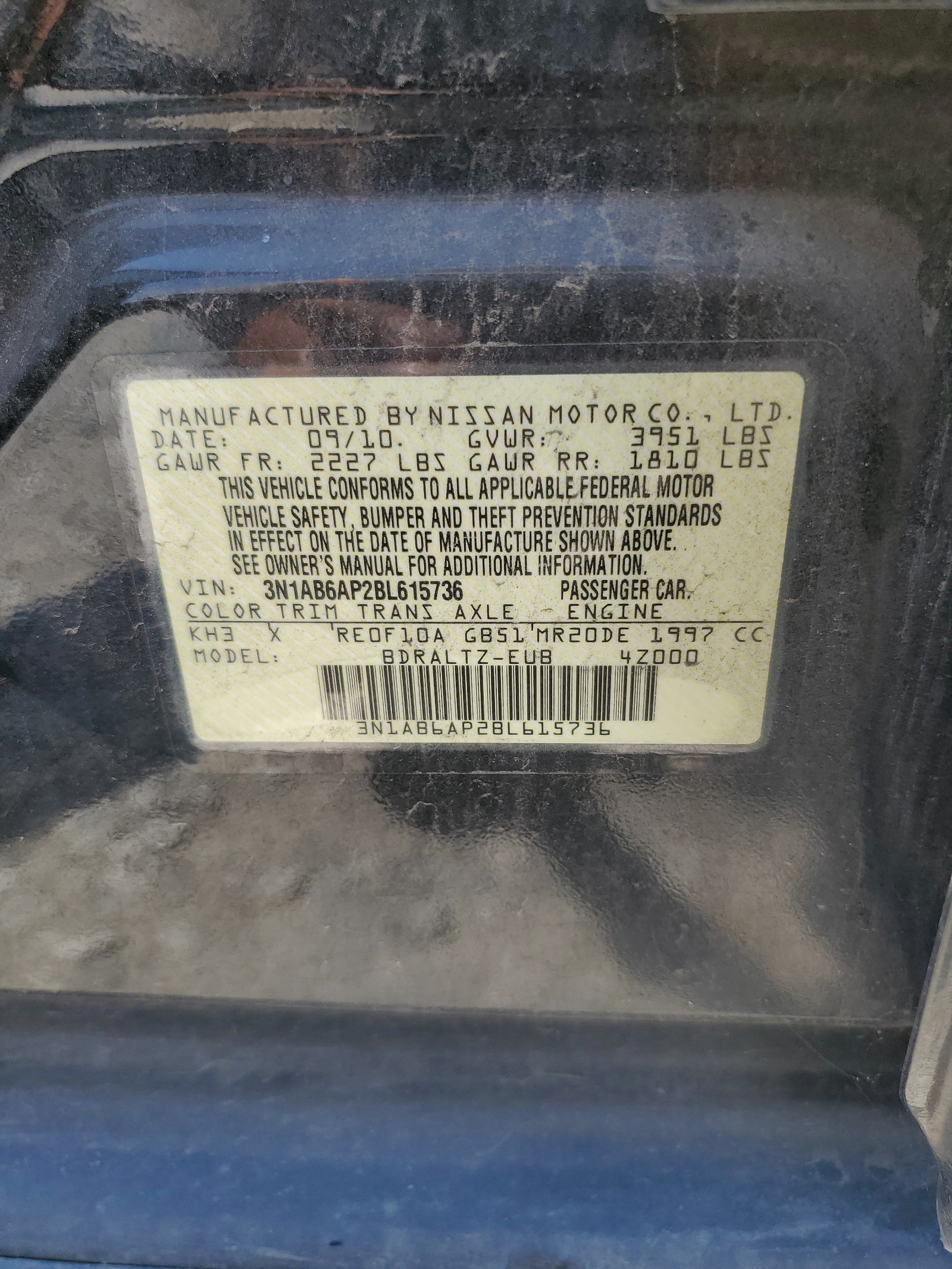 3N1AB6AP2BL615736 2011 Nissan Sentra 2.0