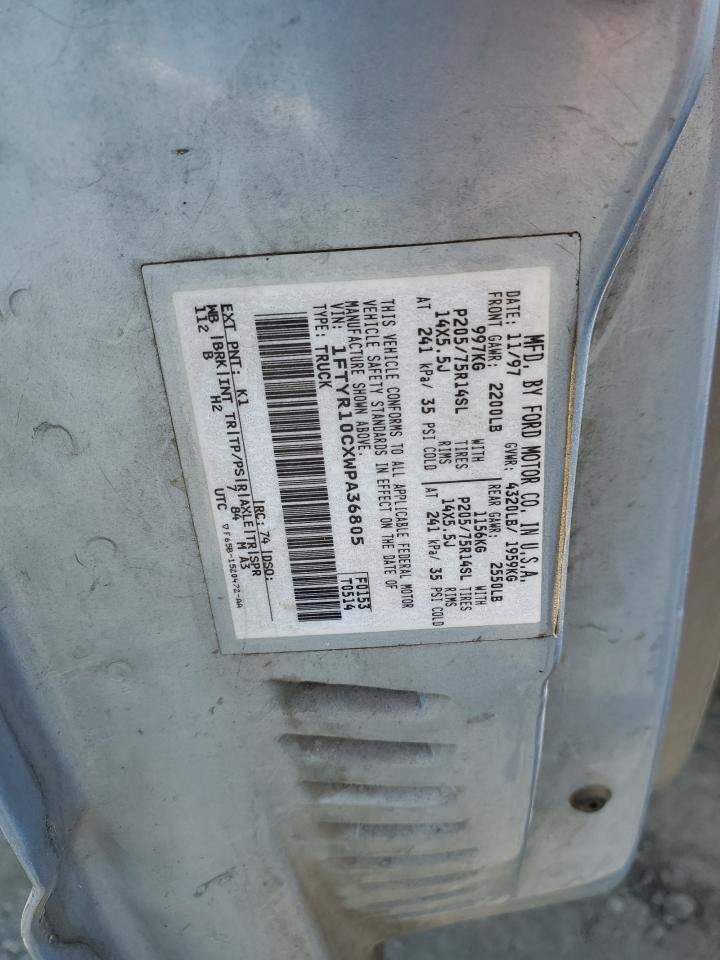 1998 Ford Ranger VIN: 1FTYR10CXWPA36805 Lot: 67337764