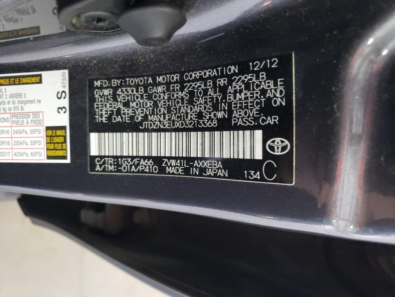 2013 Toyota Prius V VIN: JTDZN3EUXD3213368 Lot: 68487354