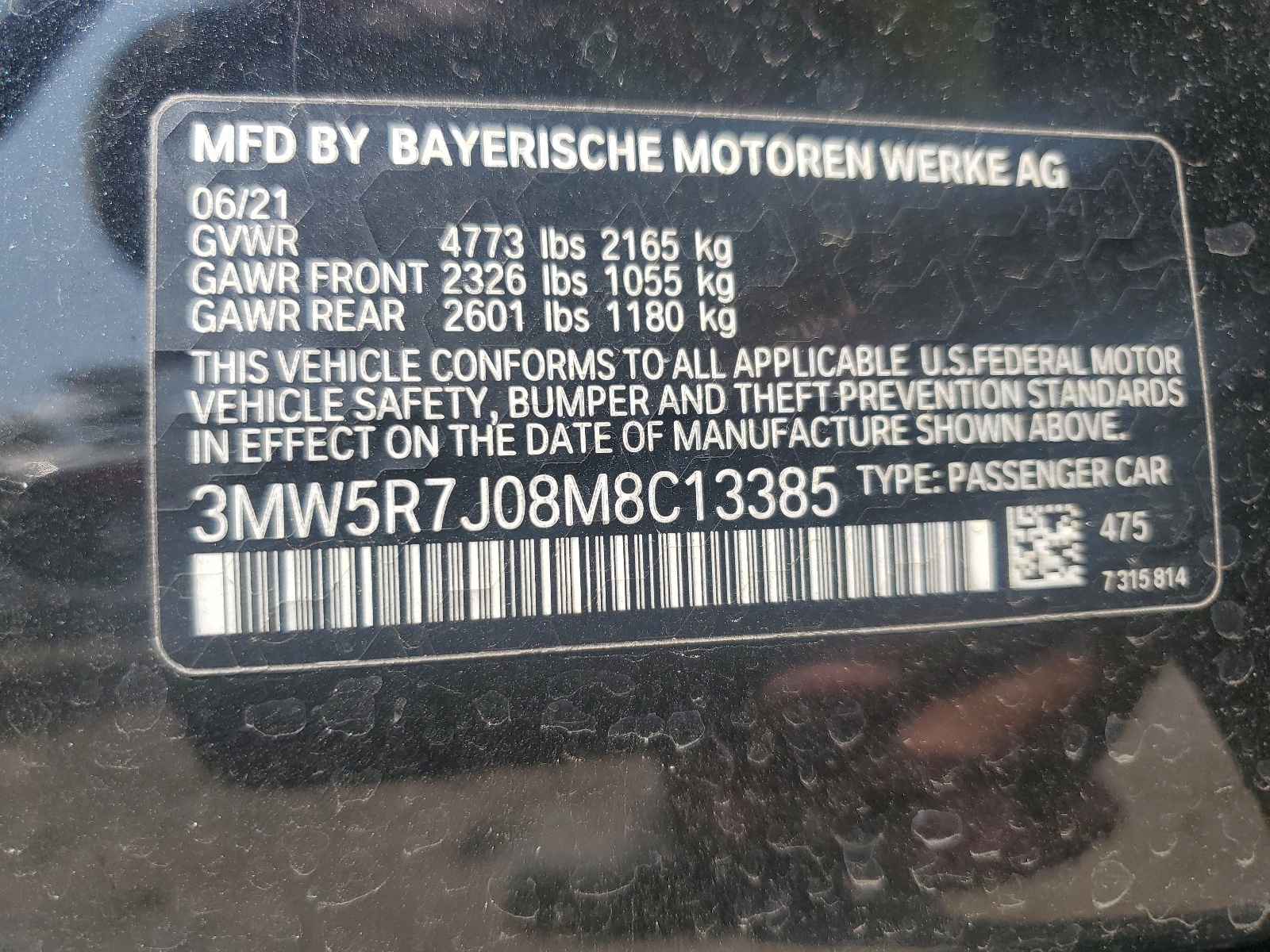 3MW5R7J08M8C13385 2021 BMW 330Xi