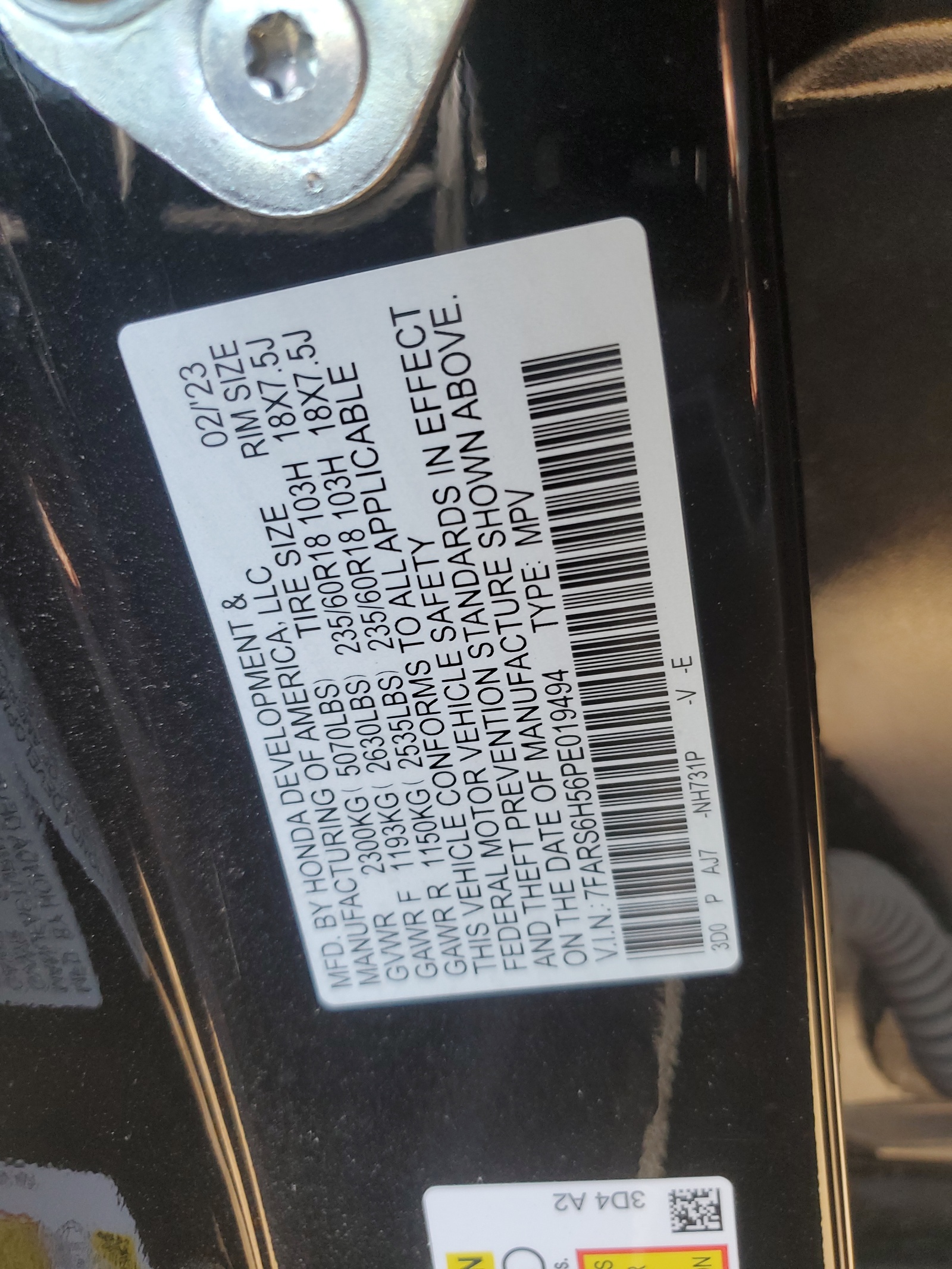 7FARS6H56PE019494 2023 Honda Cr-V Sport