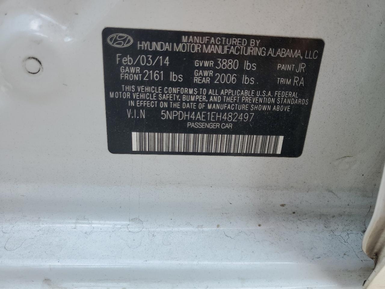 5NPDH4AE1EH482497 2014 Hyundai Elantra Se