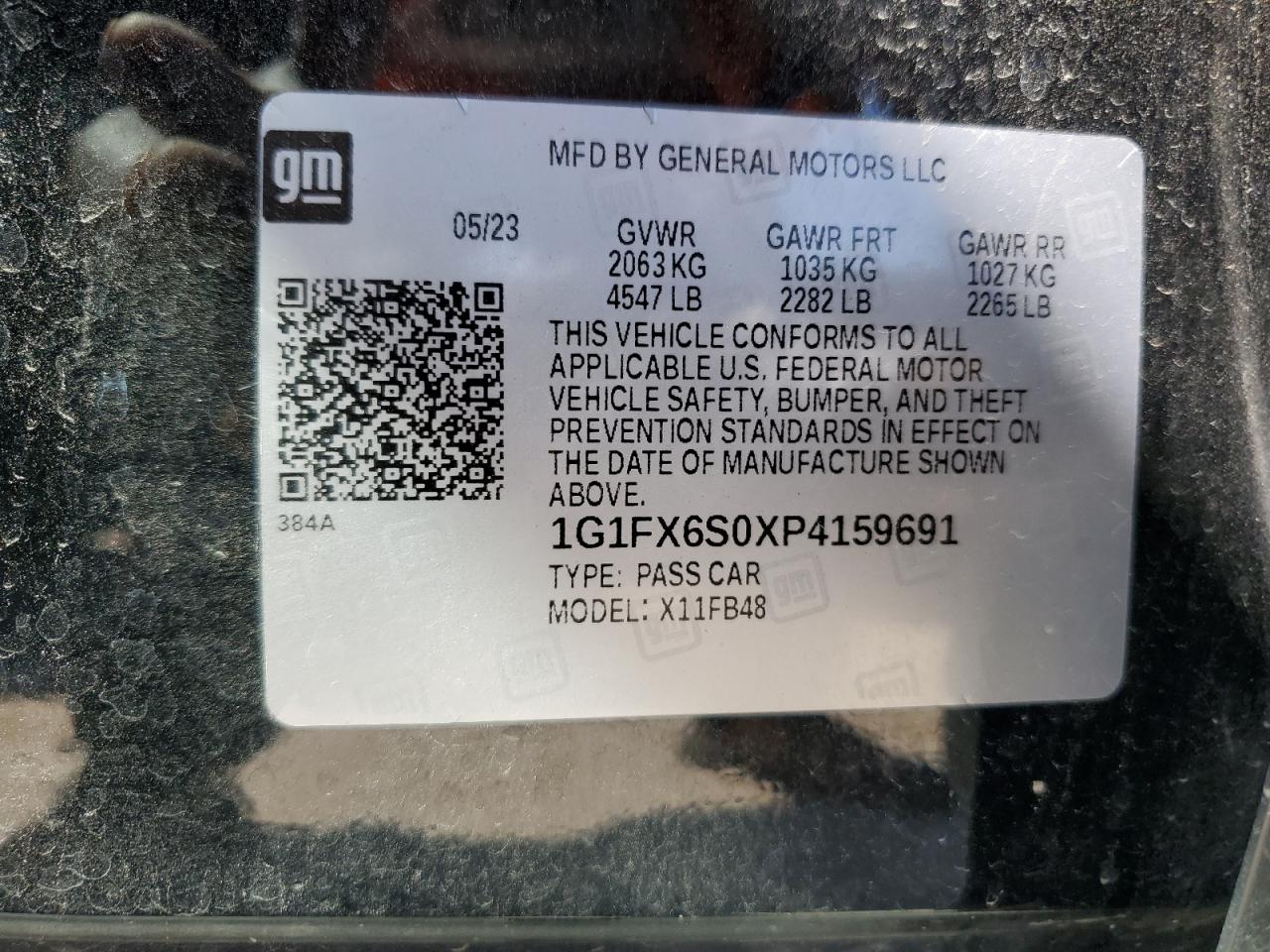 1G1FX6S0XP4159691 2023 Chevrolet Bolt Ev 2Lt