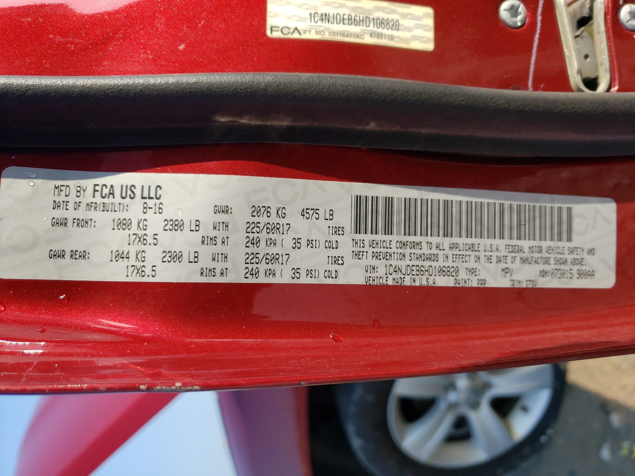 1C4NJDEB6HD106820 2017 Jeep Compass Latitude