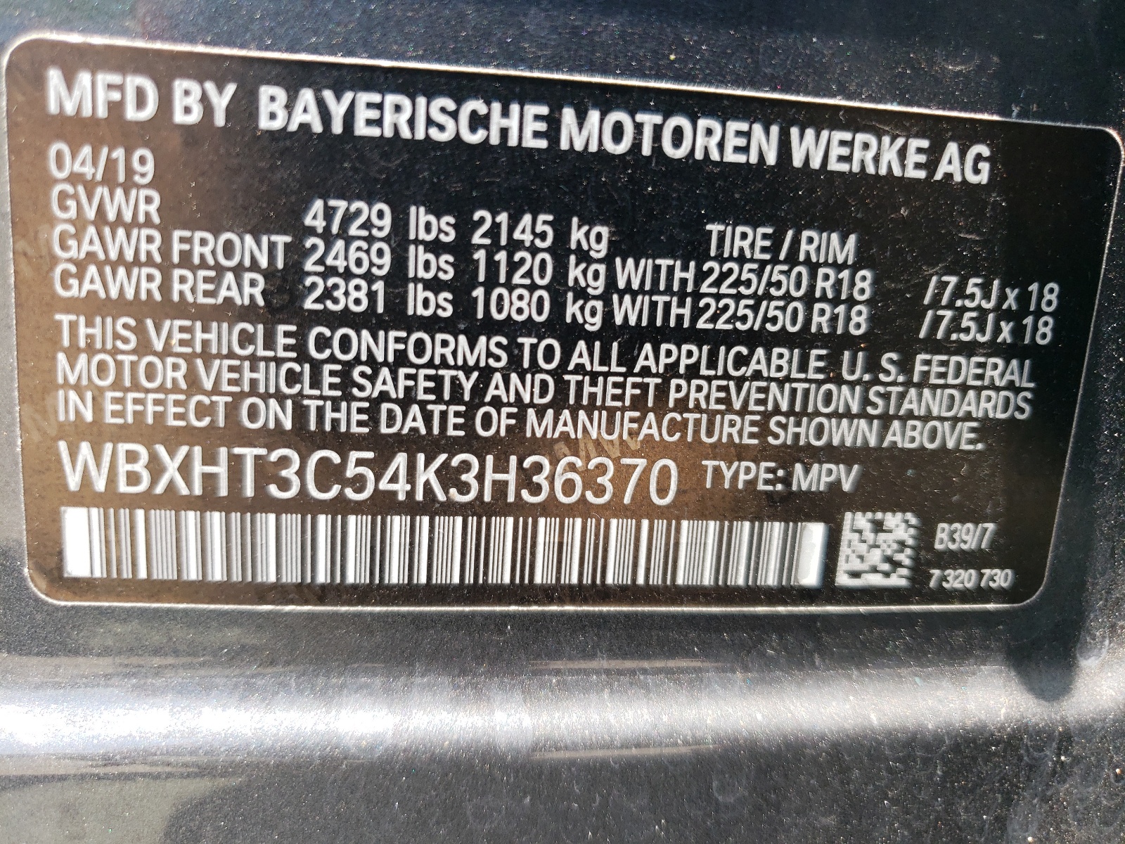 WBXHT3C54K3H36370 2019 BMW X1 xDrive28I