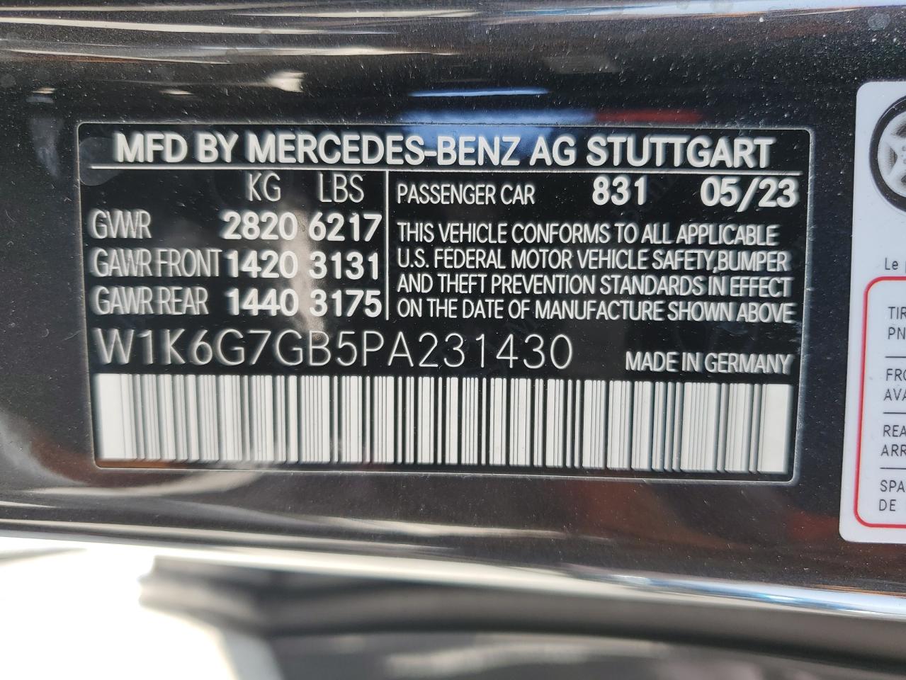 W1K6G7GB5PA231430 2023 Mercedes-Benz S 580 4Matic