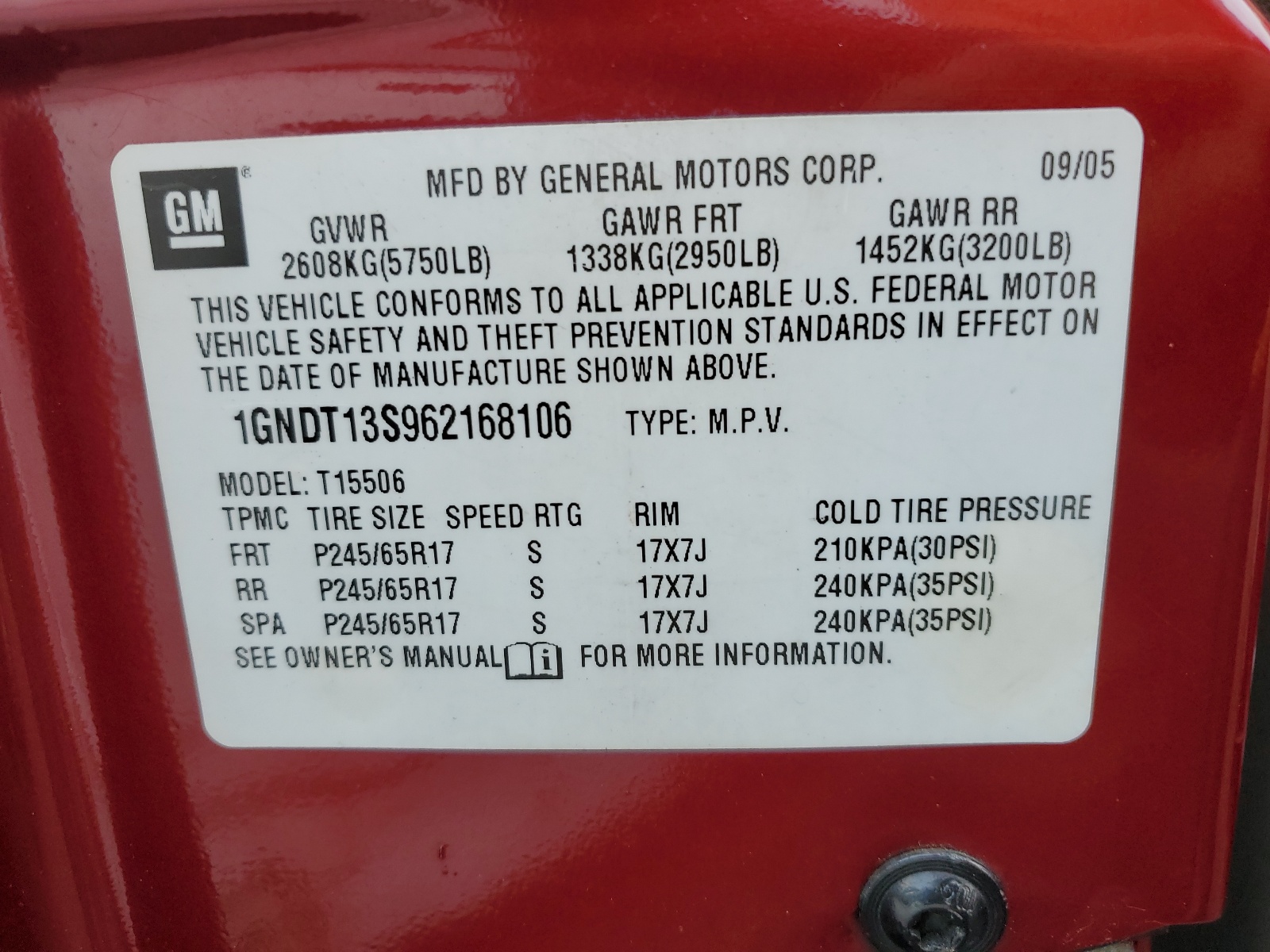 1GNDT13S962168106 2006 Chevrolet Trailblazer Ls