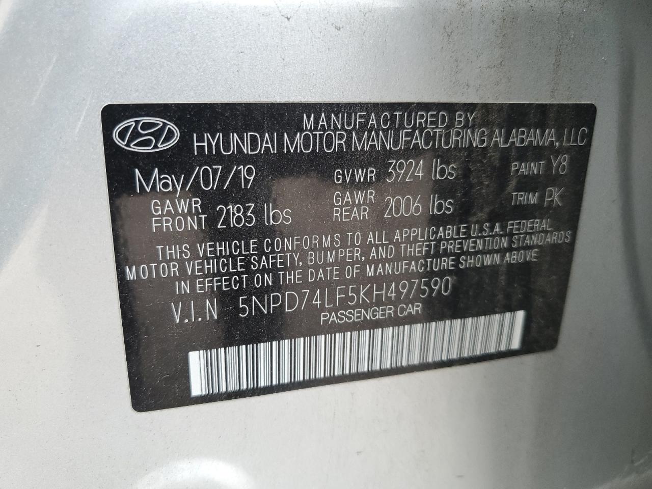 5NPD74LF5KH497590 2019 HYUNDAI ELANTRA - Image 14