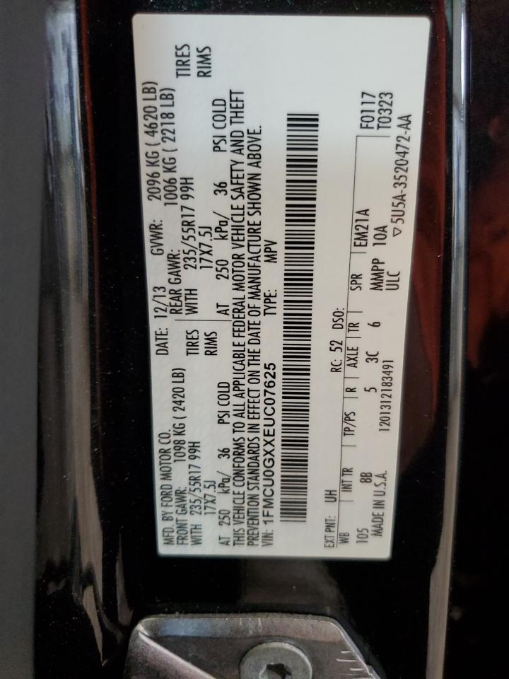 2014 Ford Escape Se VIN: 1FMCU0GXXEUC07625 Lot: 67352494