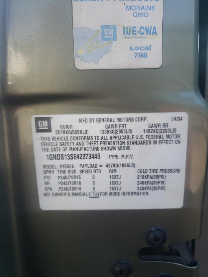 2004 Chevrolet Trailblazer Ls VIN: 1GNDS13S642373446 Lot: 65443454