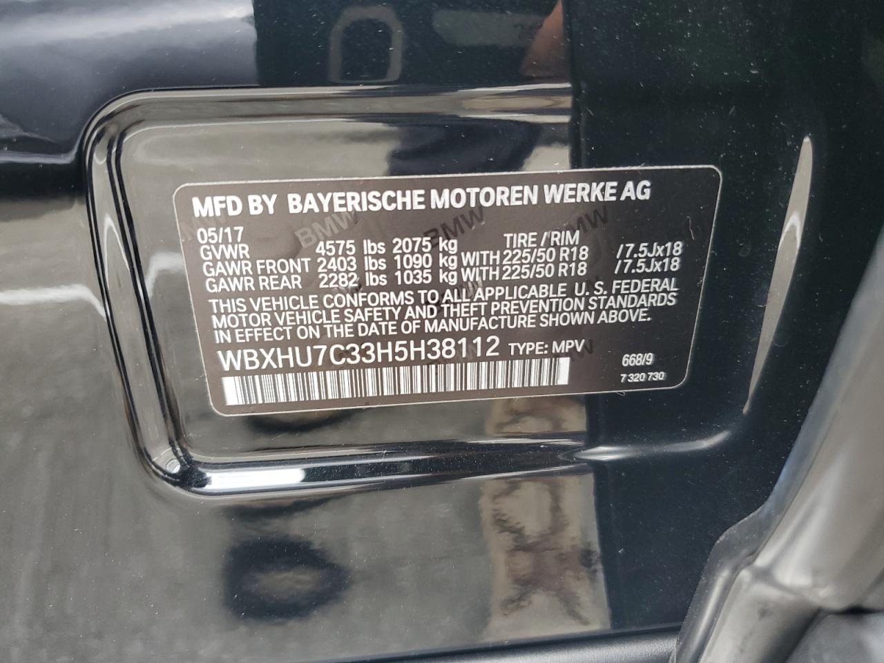 2017 BMW X1 Sdrive28I VIN: WBXHU7C33H5H38112 Lot: 65845474