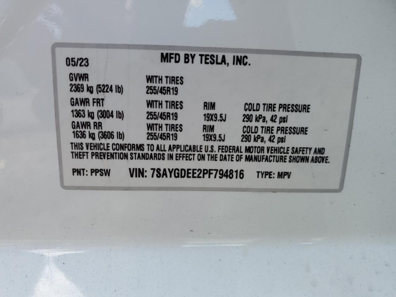 7SAYGDEE2PF794816 2023 Tesla Model Y