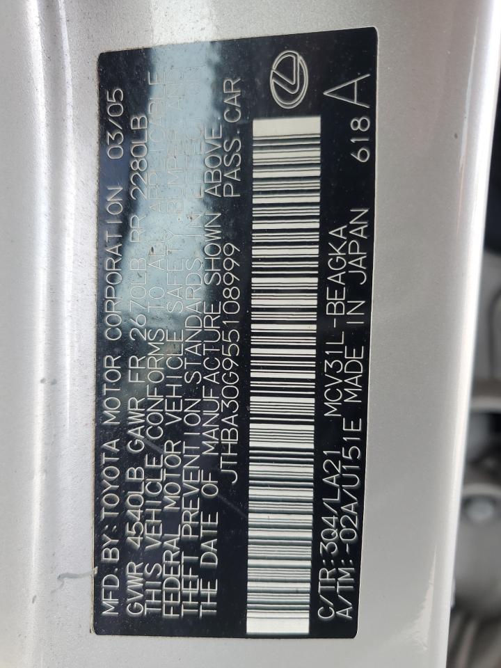 2005 Lexus Es 330 VIN: JTHBA30G955108999 Lot: 66860704