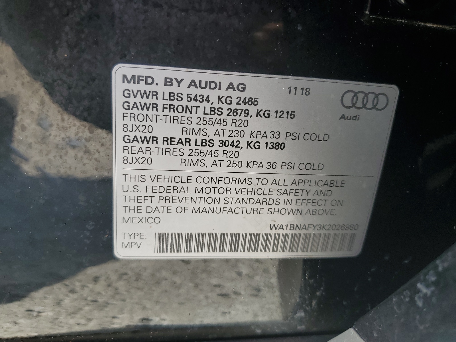 WA1BNAFY3K2026980 2019 Audi Q5 Premium Plus