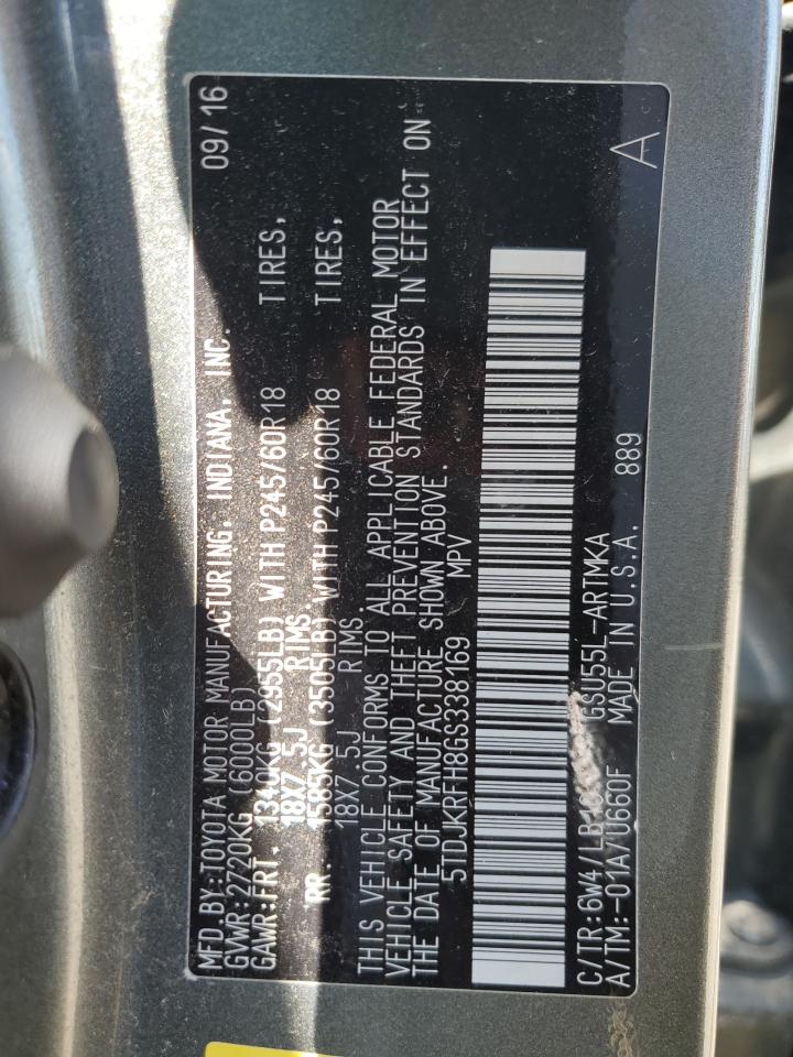 2016 Toyota Highlander Xle VIN: 5TDJKRFH8GS338169 Lot: 66571284