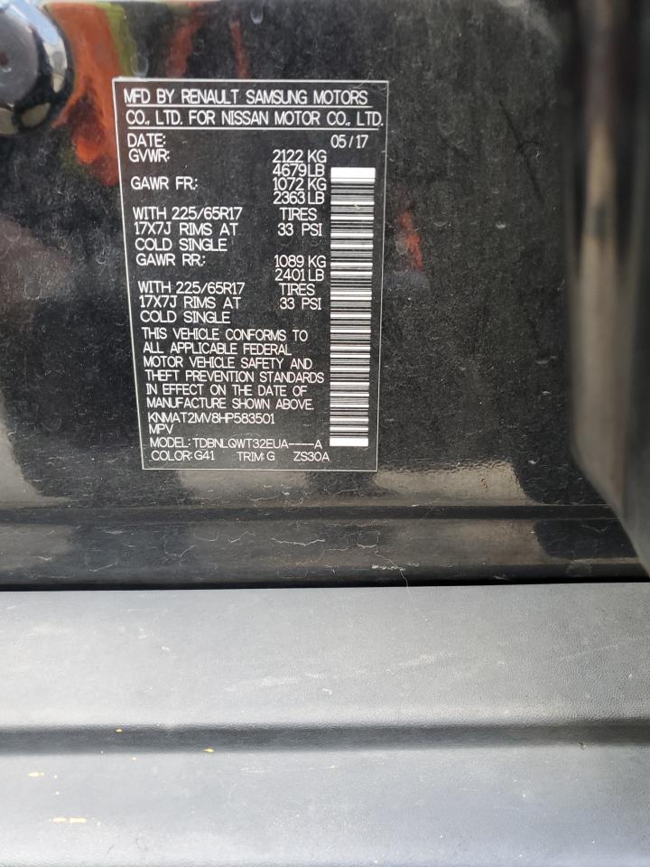 2017 Nissan Rogue S VIN: KNMAT2MV8HP583501 Lot: 64707814