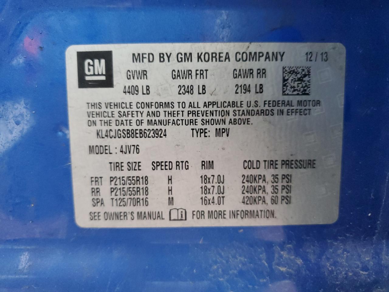 2014 Buick Encore VIN: KL4CJGSB8EB623924 Lot: 67121654