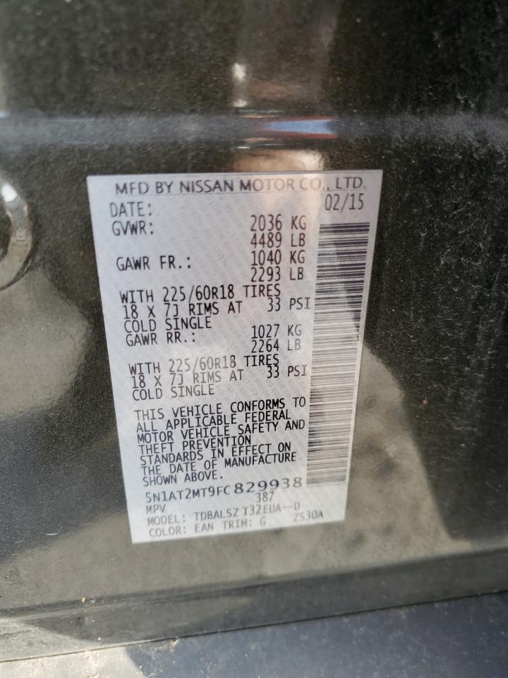 2015 Nissan Rogue S VIN: 5N1AT2MT9FC829938 Lot: 65552754