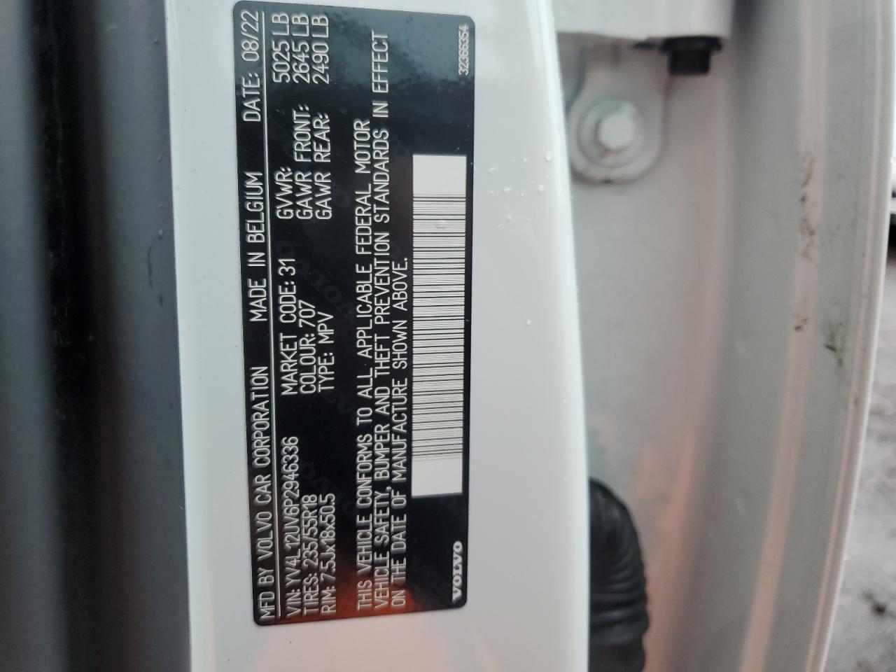 YV4L12UV6P2946336 2023 Volvo Xc40 Core