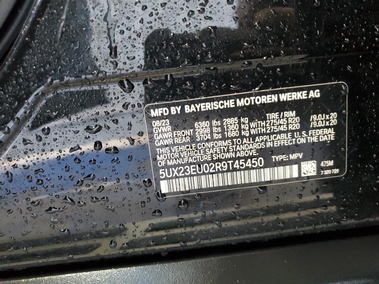 2024 BMW X5 xDrive40I VIN: 5UX23EU02R9T45450 Lot: 66731994