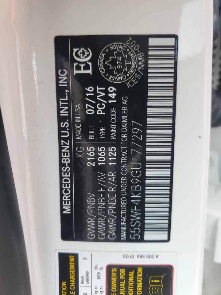 2016 Mercedes-Benz C 300 4Matic VIN: 55SWF4KB9GU177297 Lot: 67295284