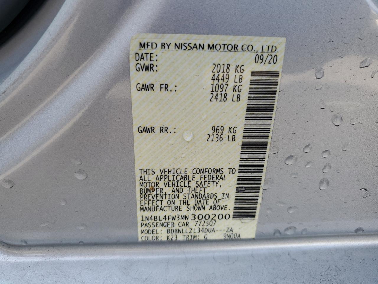 1N4BL4FW3MN300200 2021 Nissan Altima Platinum