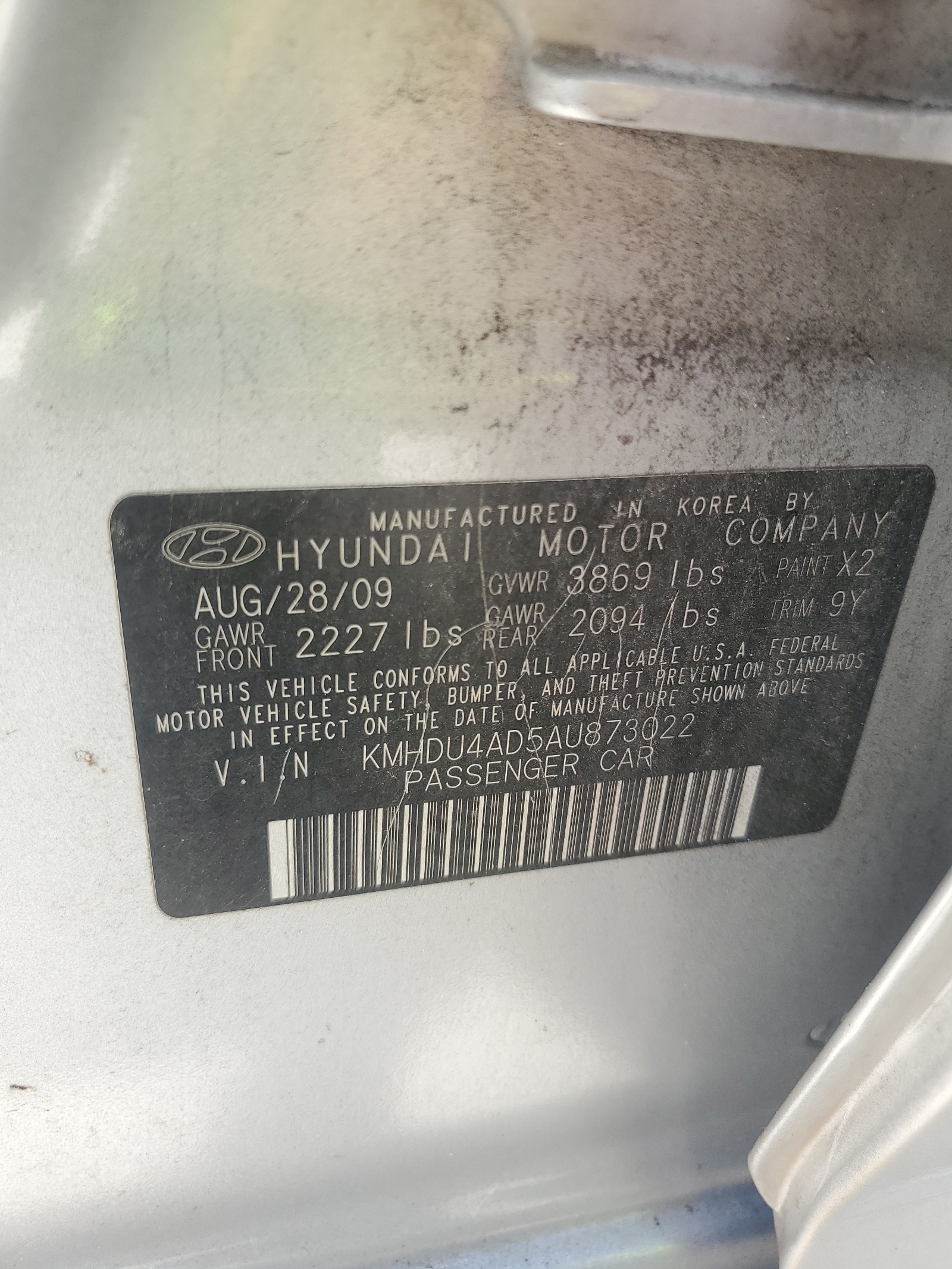 KMHDU4AD5AU873022 2010 Hyundai Elantra Blue