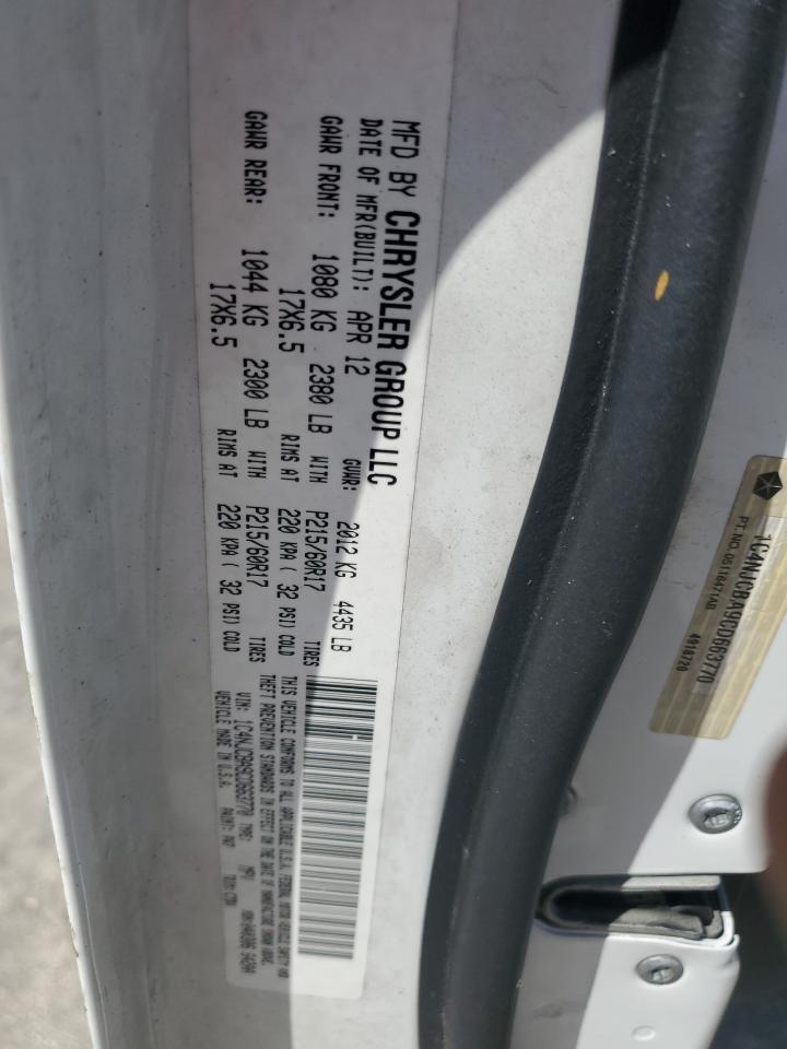 2012 Jeep Compass Sport VIN: 1C4NJCBA9CD663770 Lot: 69770414