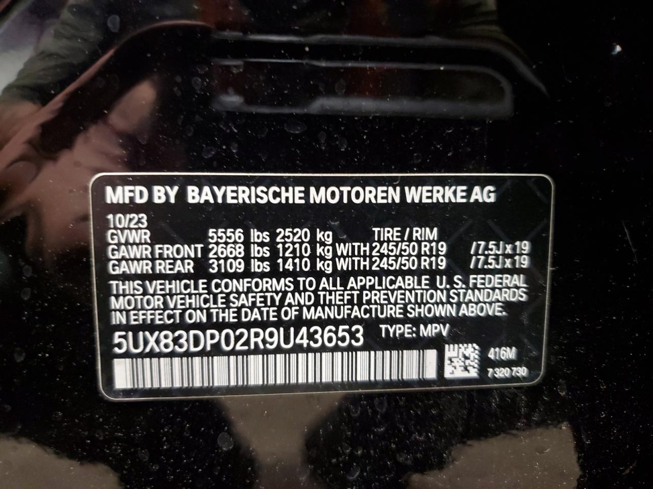 2024 BMW X3 M40I VIN: 5UX83DP02R9U43653 Lot: 66569864