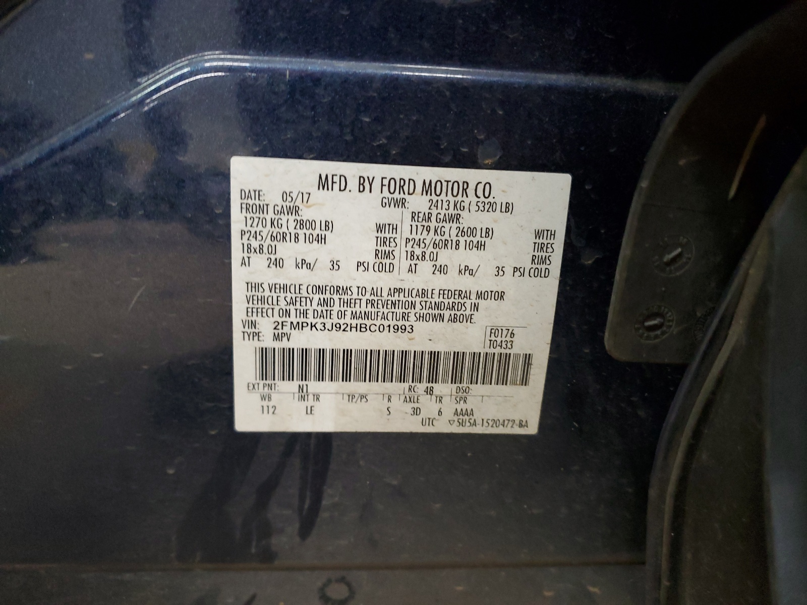 2FMPK3J92HBC01993 2017 Ford Edge Sel