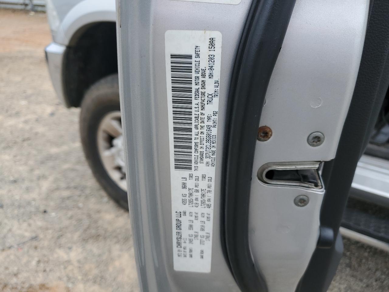 2011 Dodge Ram 2500 VIN: 3D7UT2CL2BG601649 Lot: 66147724