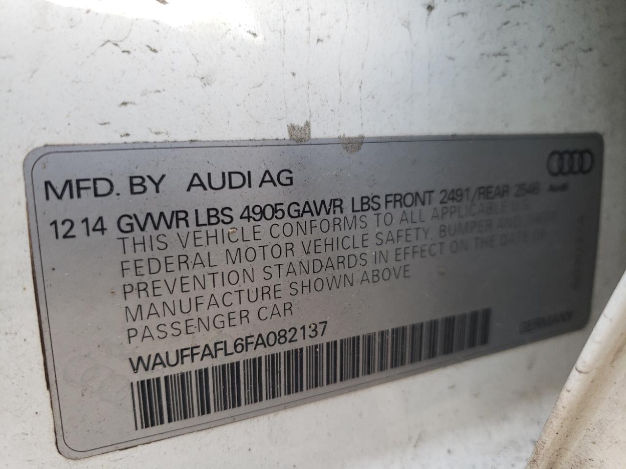 WAUFFAFL6FA082137 2015 Audi A4 Premium Plus