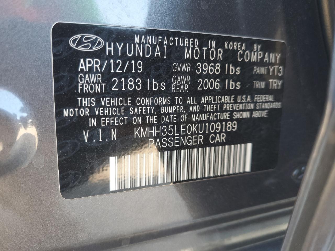 KMHH35LE0KU109189 2019 Hyundai Elantra Gt