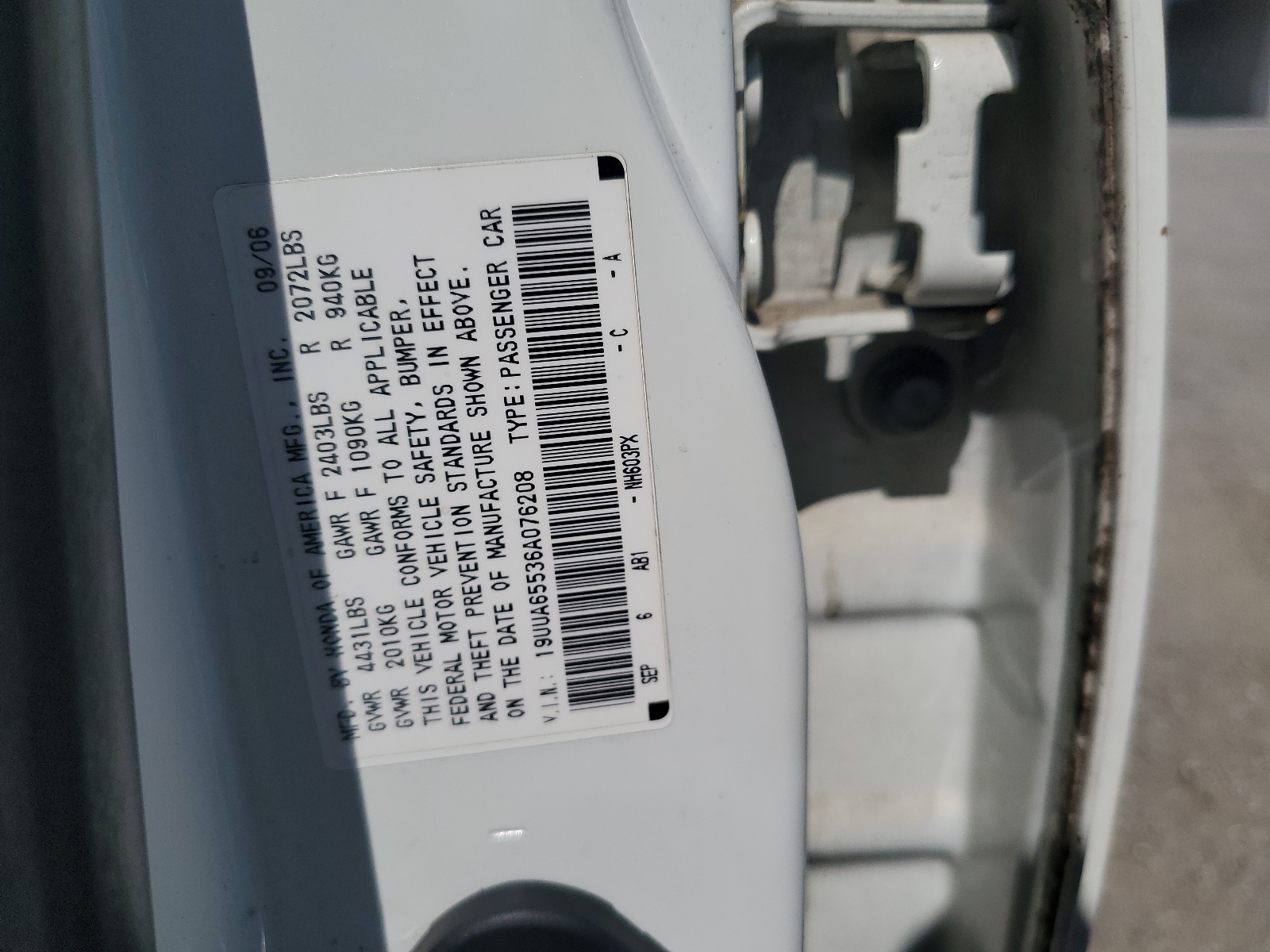 19UUA65536A076208 2006 Acura 3.2Tl