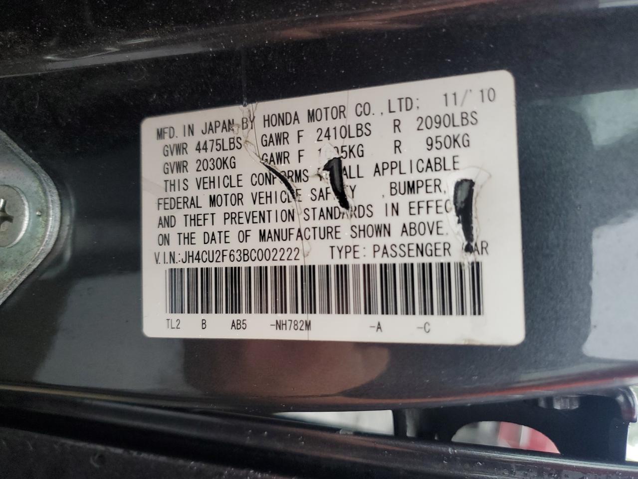 JH4CU2F63BC002222 2011 Acura Tsx